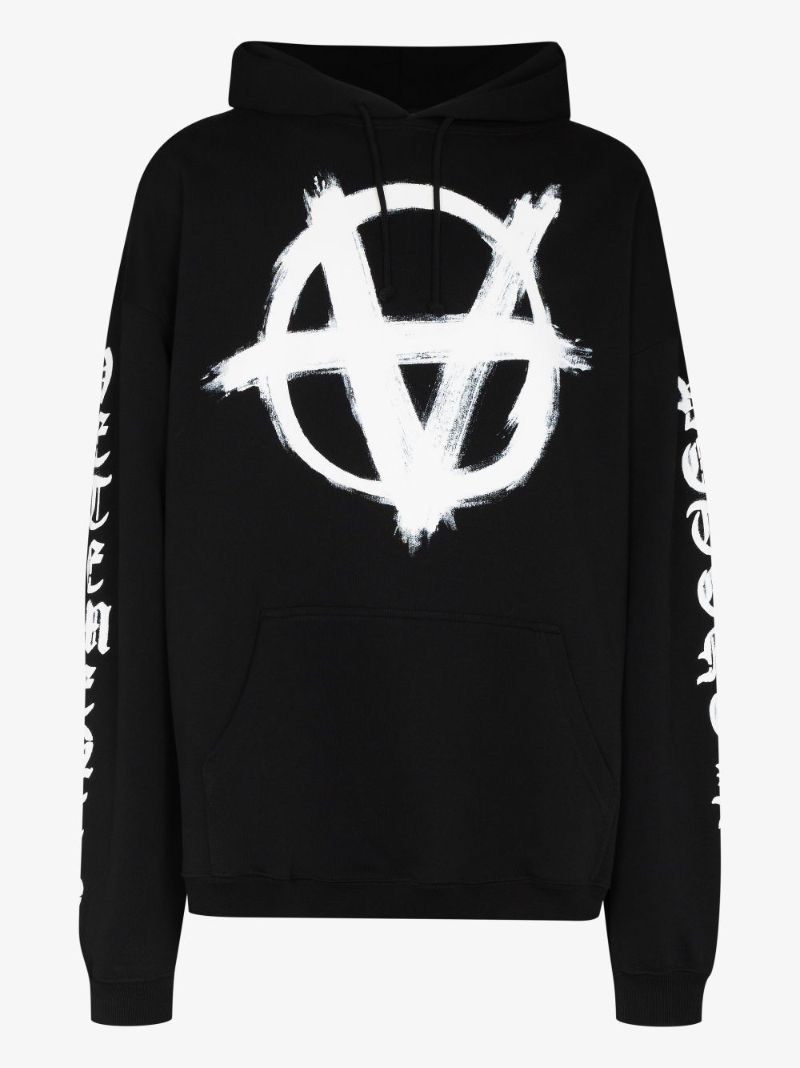 Double Anarchy Logo Print Hoodie