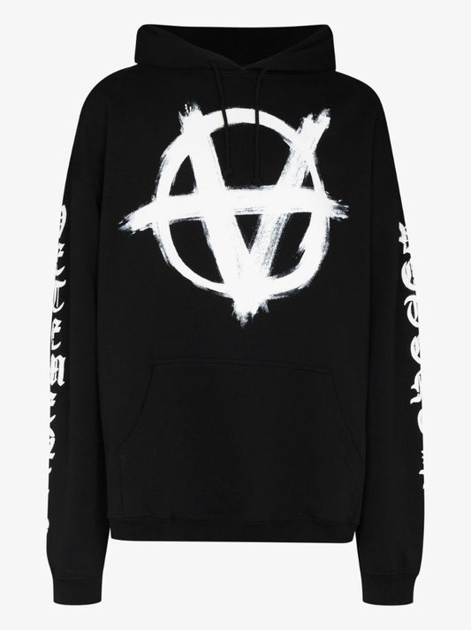 Double Anarchy Logo Print Hoodie