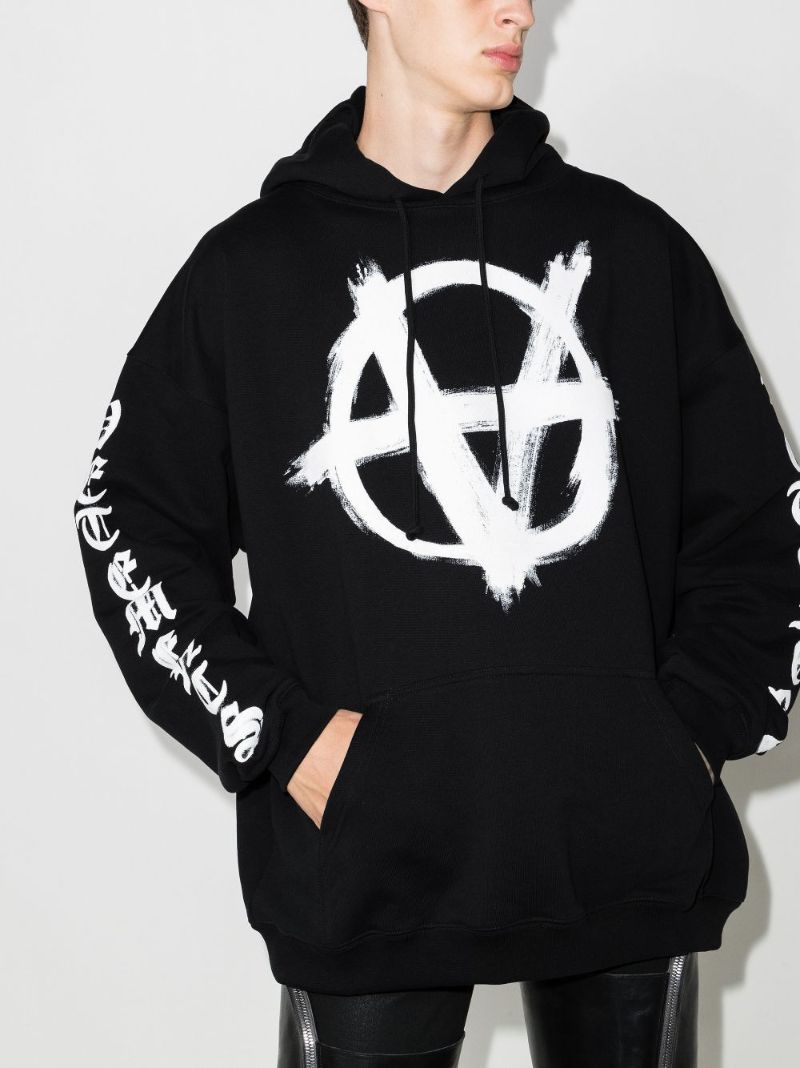 Double Anarchy Logo Print Hoodie