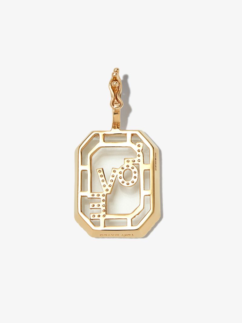 14k Yellow Gold Large Love Frame Diamond Charm