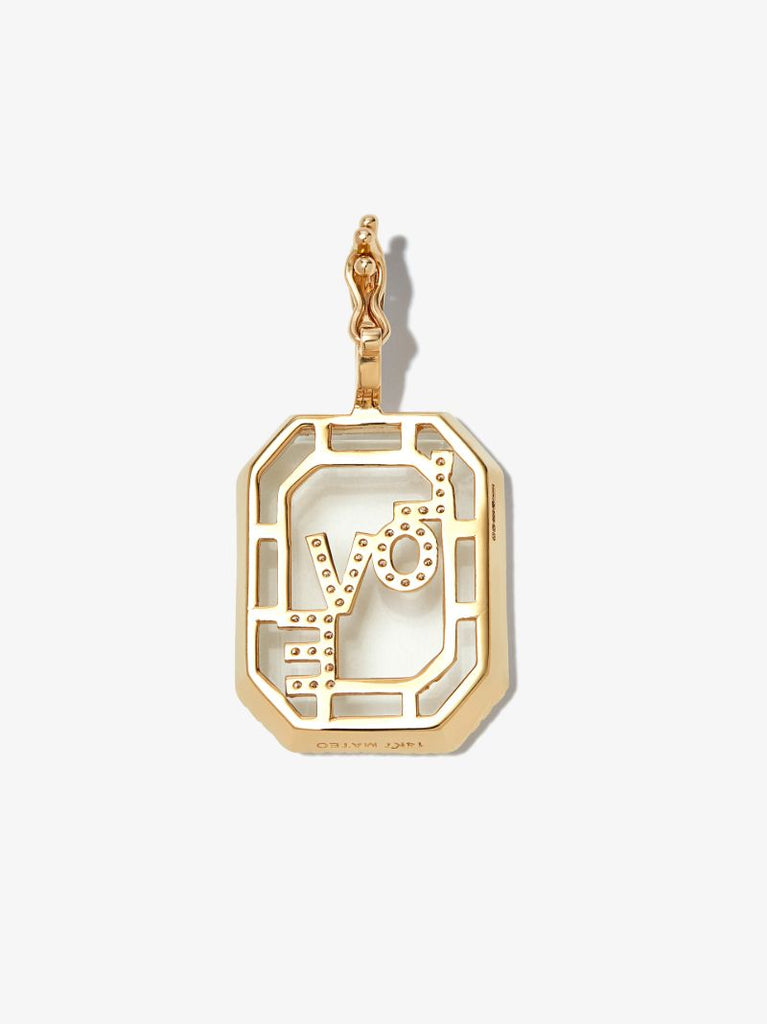 14k Yellow Gold Large Love Frame Diamond Charm