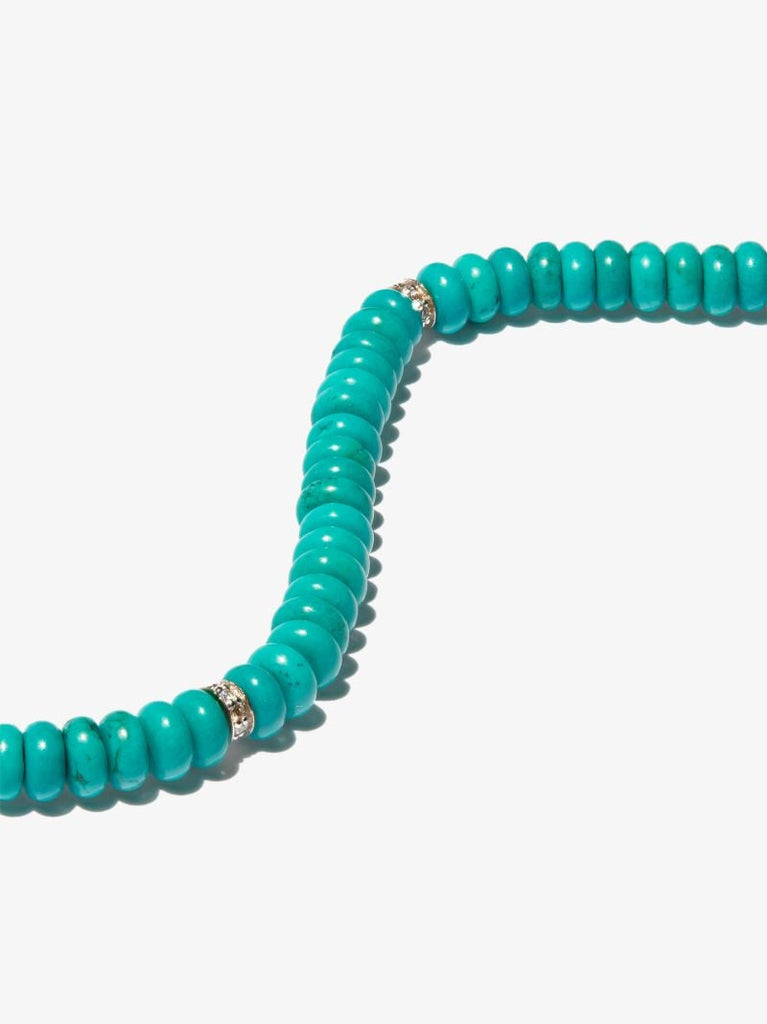 14k Yellow Gold Malachite Beaded Diamond Necklace