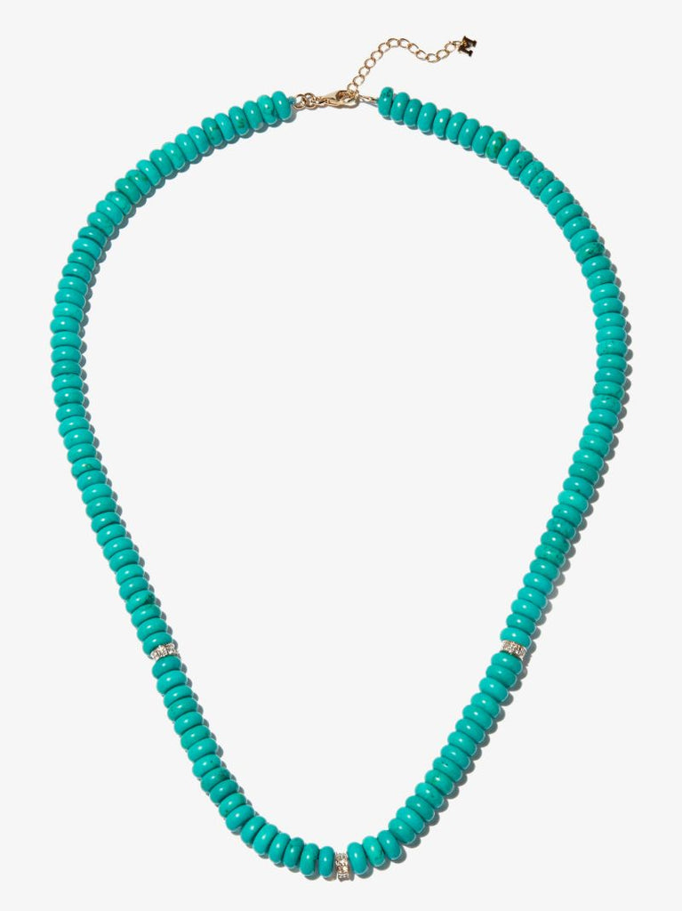 14k Yellow Gold Malachite Beaded Diamond Necklace