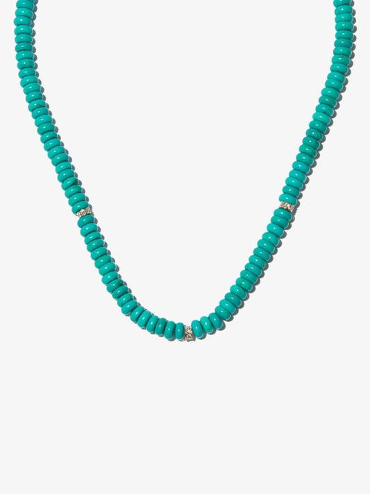 14k Yellow Gold Malachite Beaded Diamond Necklace