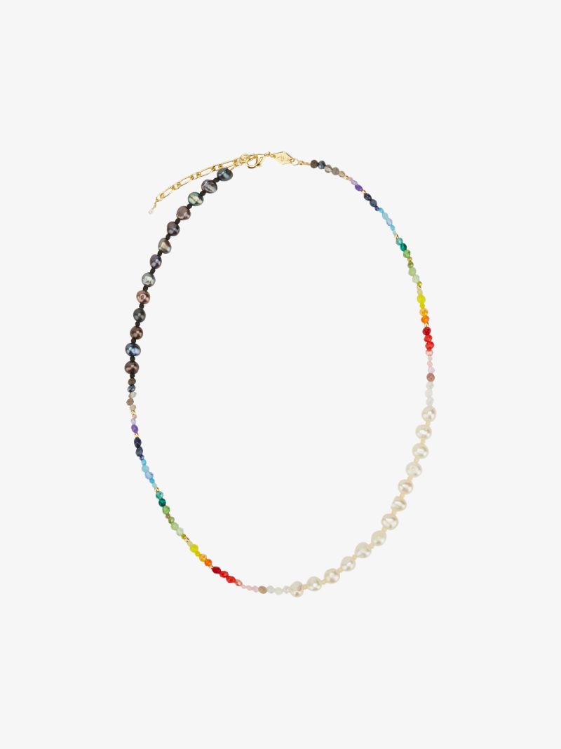 Gold-plated Iris Pearl Beaded Necklace