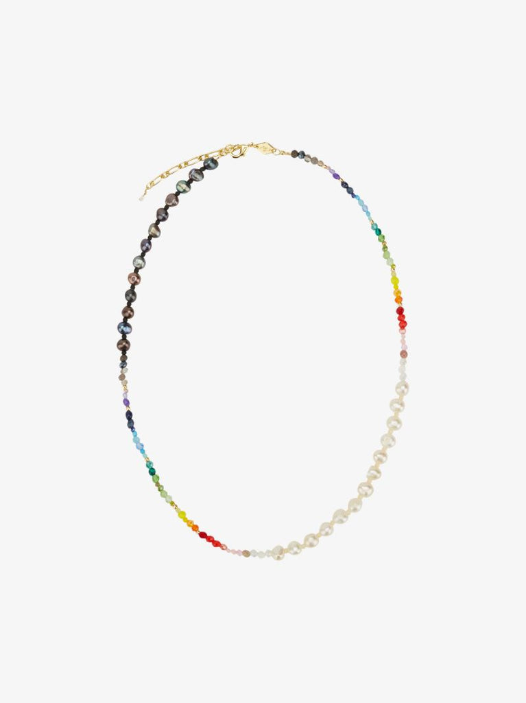 Gold-plated Iris Pearl Beaded Necklace