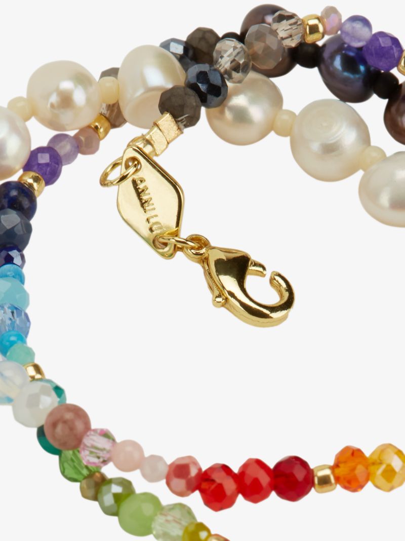 Gold-plated Iris Pearl Beaded Necklace