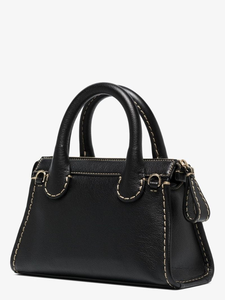 Black Edith Small Leather Tote Bag