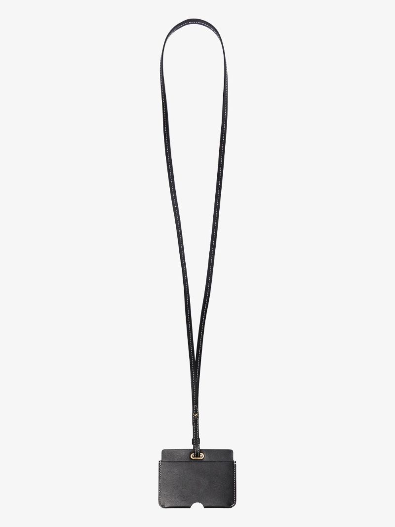 Black Strawberry Leather Lanyard Card Holder
