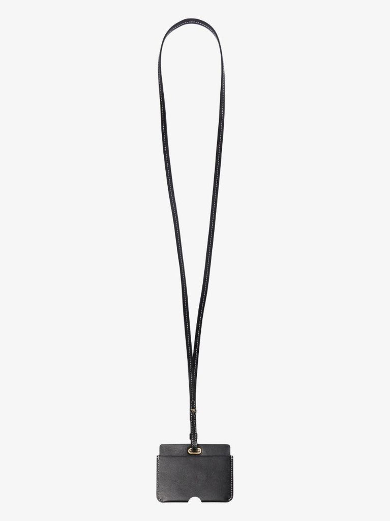 Black Strawberry Leather Lanyard Card Holder