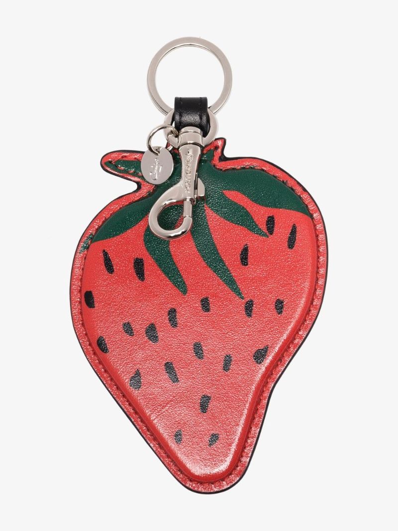 Red Strawberry Leather Keyring
