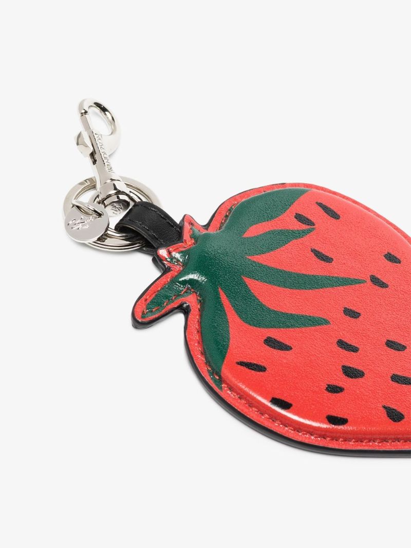Red Strawberry Leather Keyring