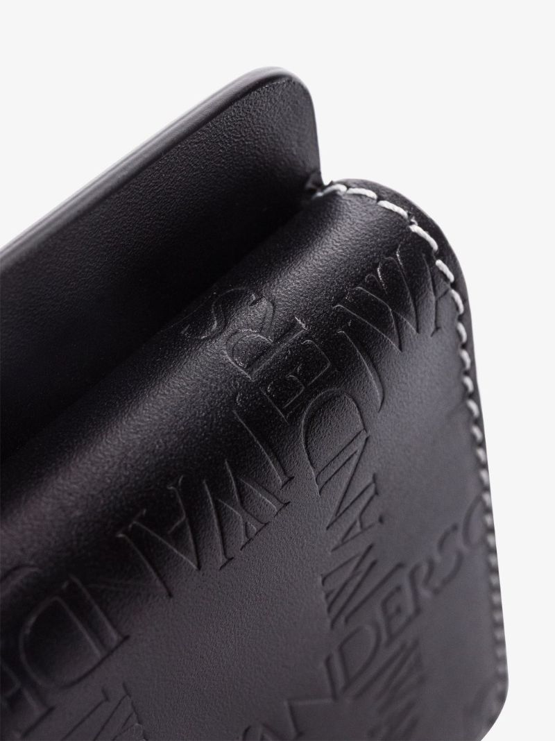 Black Embossed Leather Lanyard Card Holder