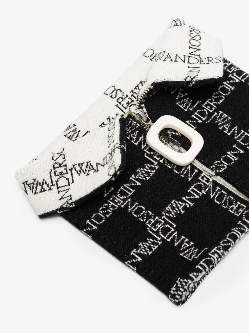 Black Logo Merino Wool Neckband