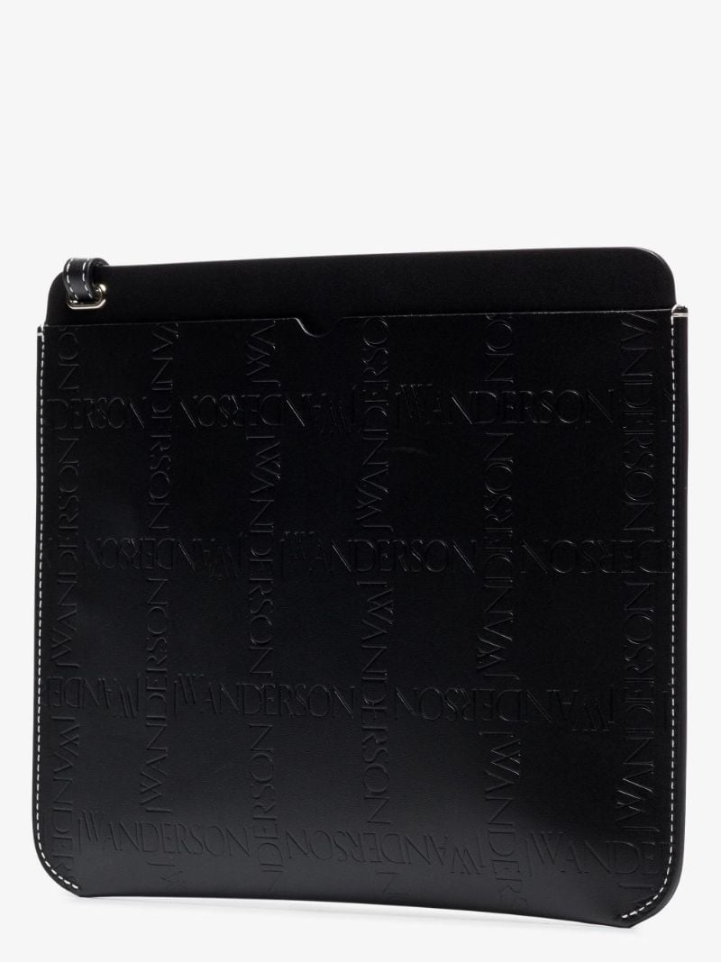 Black Embossed Leather Pouch Bag
