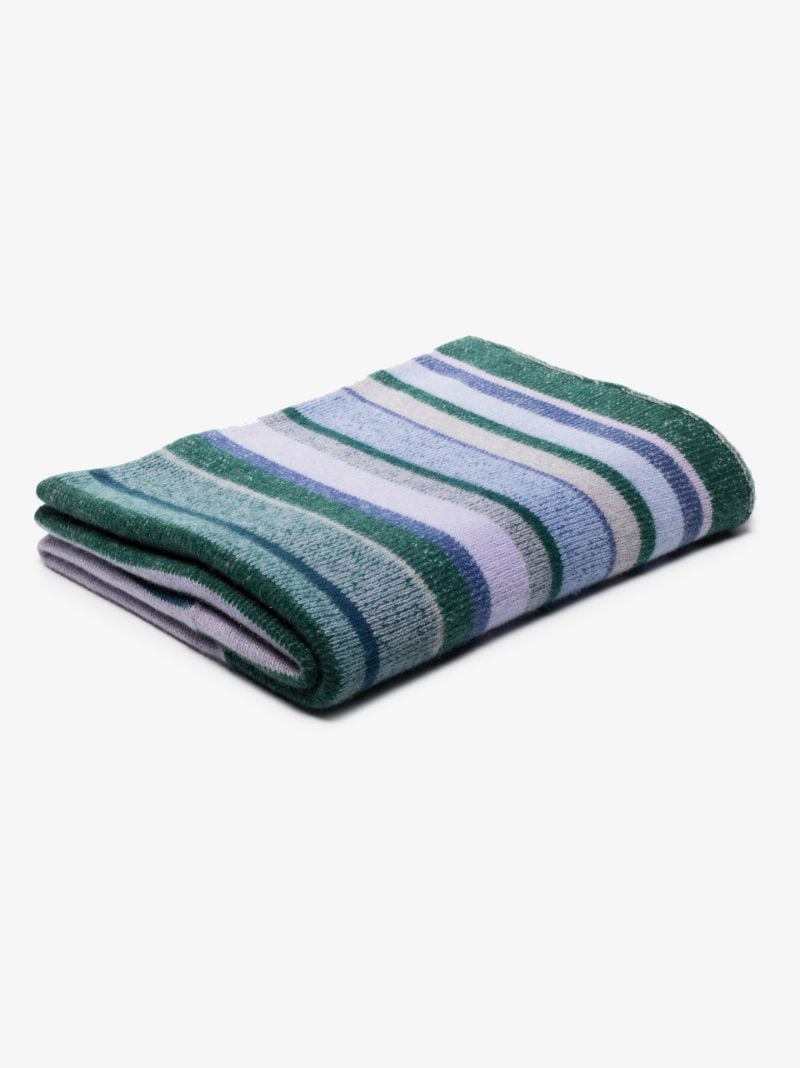 Blue Striped Cashmere Blanket