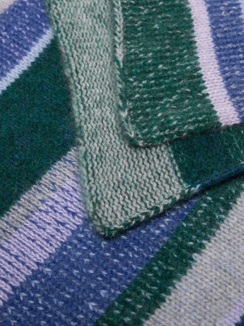 Blue Striped Cashmere Blanket