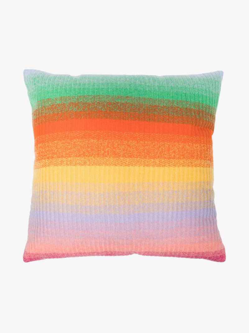Multicoloured Morph Striped Cashmere Cushion