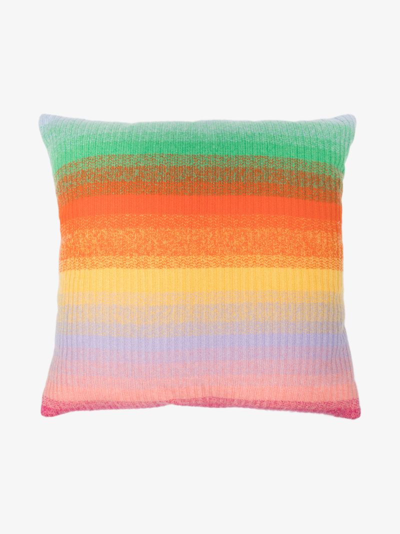 Multicoloured Morph Striped Cashmere Cushion