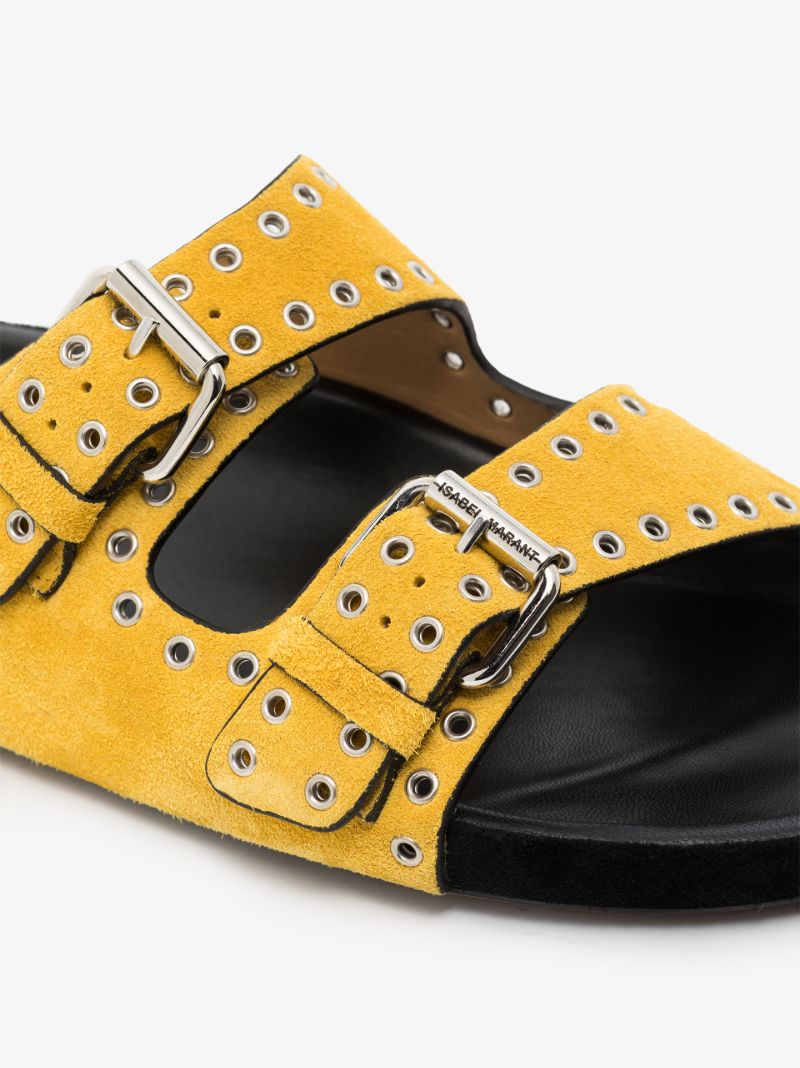 Yellow Lennyo Studded Suede Sandals