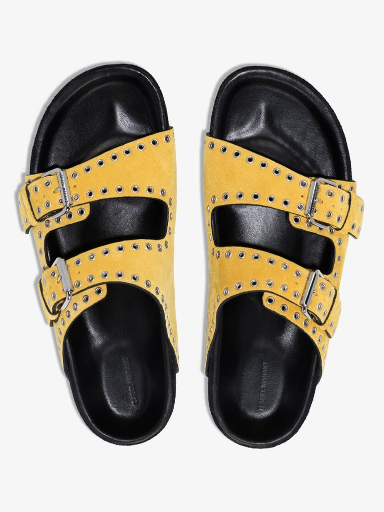 Yellow Lennyo Studded Suede Sandals