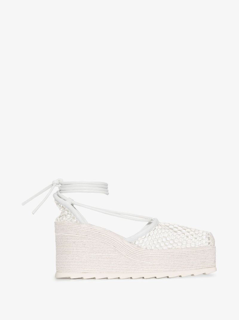 White Stretch 90 Mesh Flatform Espadrilles