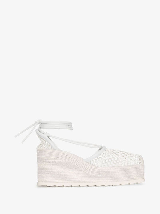 White Stretch 90 Mesh Flatform Espadrilles