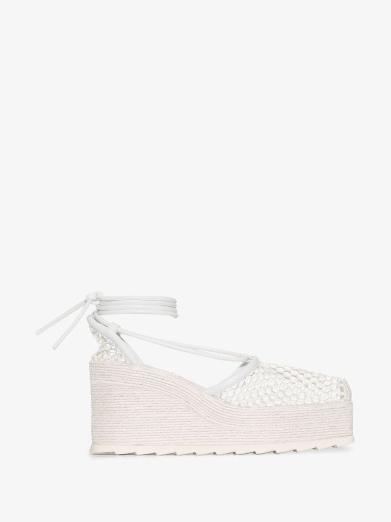 White Stretch 90 Mesh Flatform Espadrilles