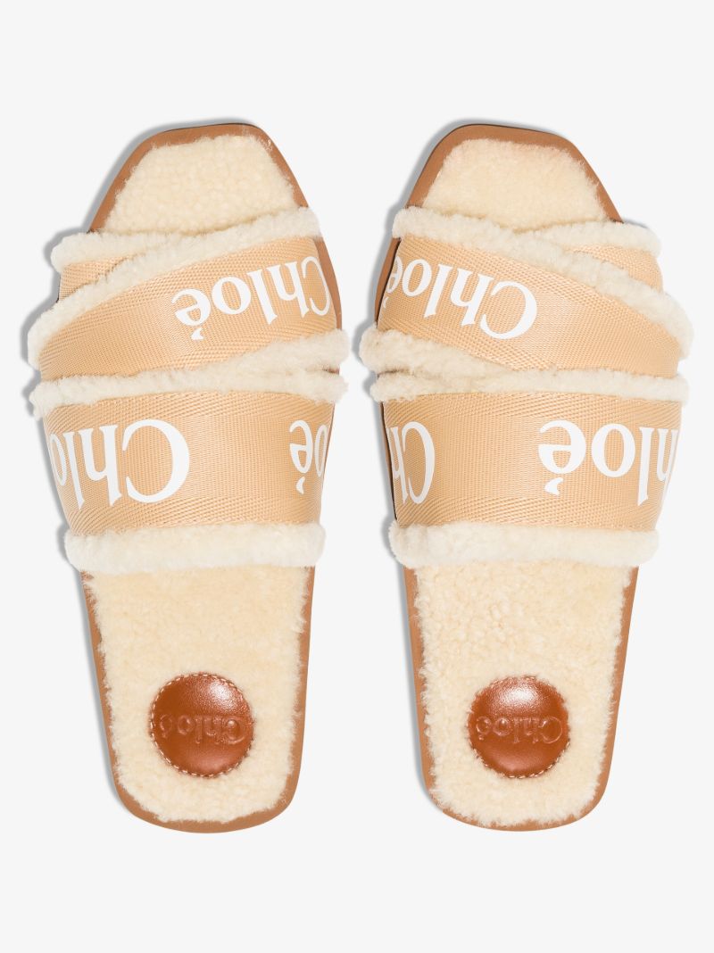 Neutral Woody Shearling Sandals