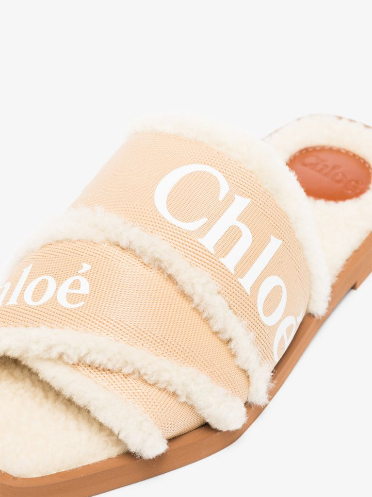 Neutral Woody Shearling Sandals