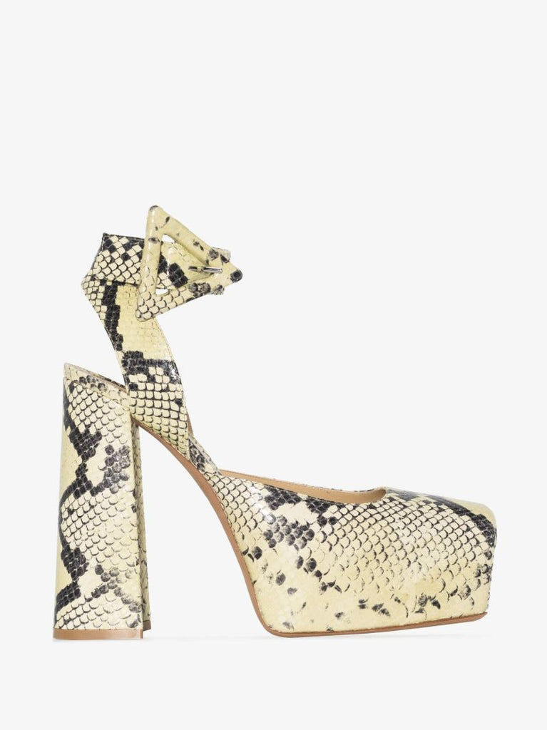 Green Tower 50 Snake Effect Leather Pumps