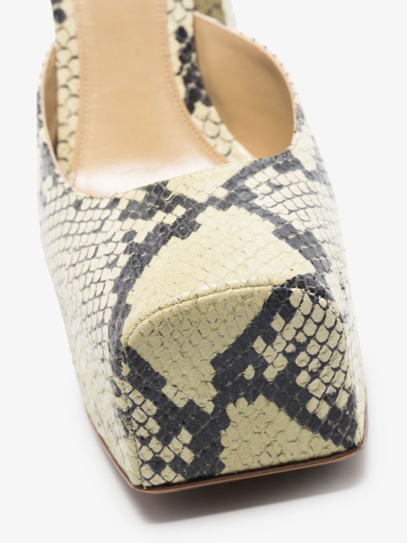 Green Tower 50 Snake Effect Leather Pumps