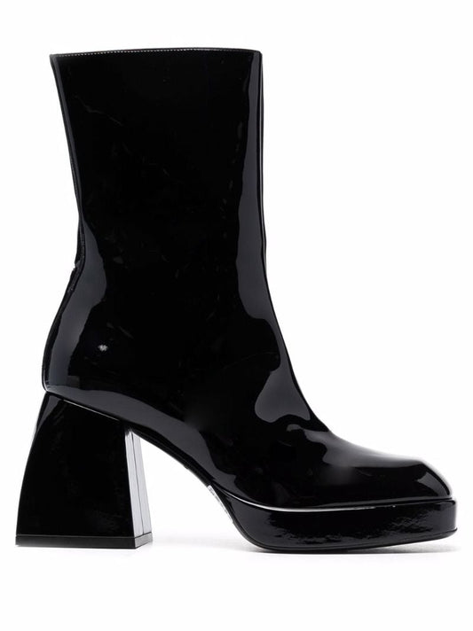 Black Bulla Corta 85 Patent Leather Ankle Boots