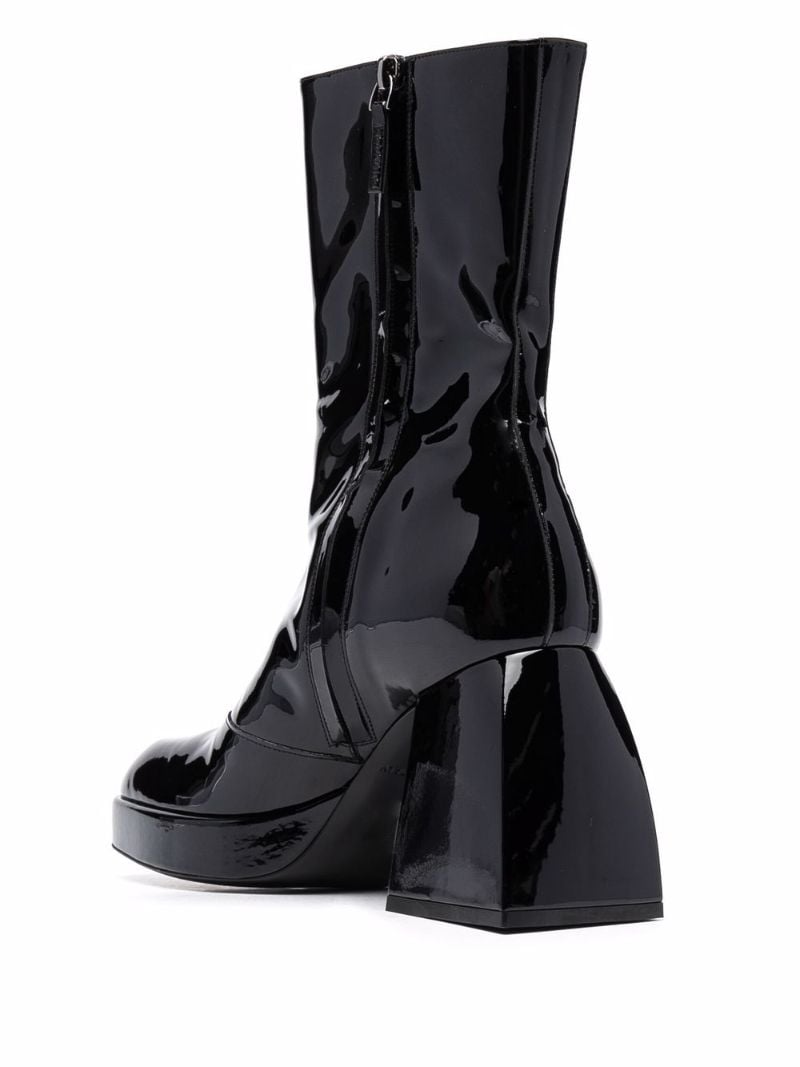 Black Bulla Corta 85 Patent Leather Ankle Boots