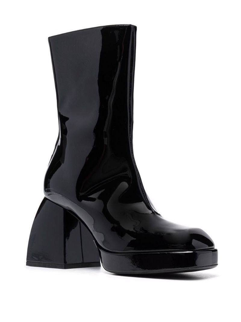 Black Bulla Corta 85 Patent Leather Ankle Boots