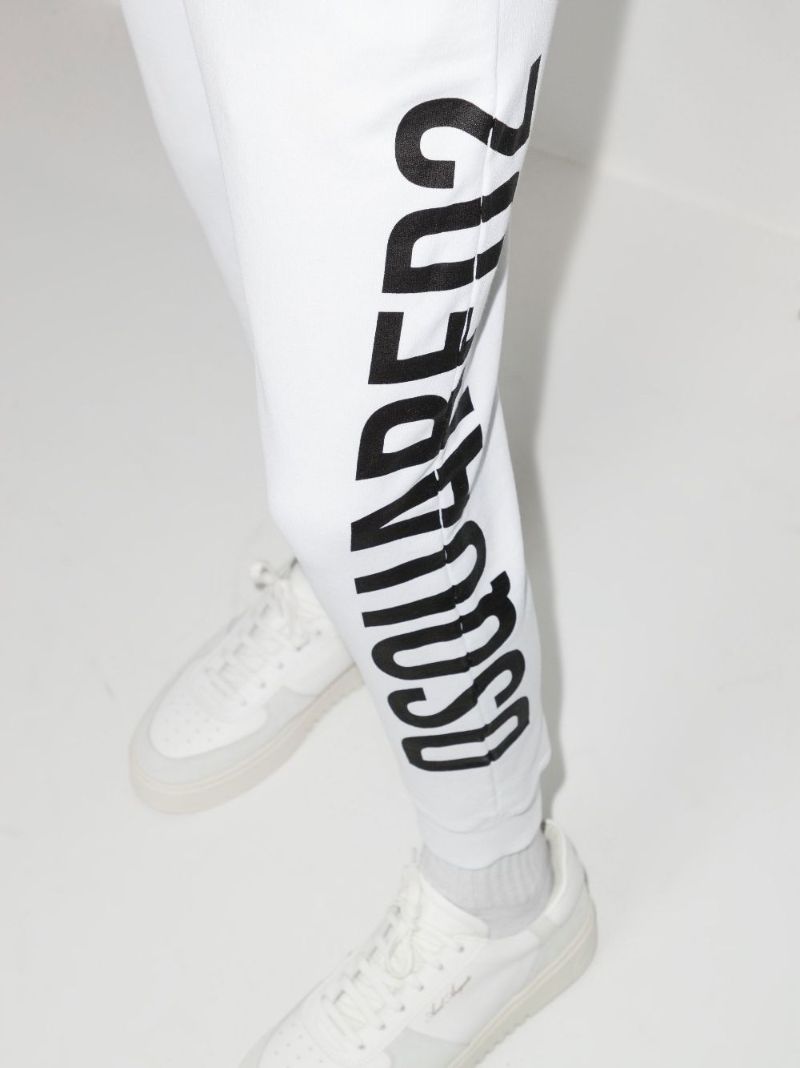 White Logo Print Cotton Track Pants