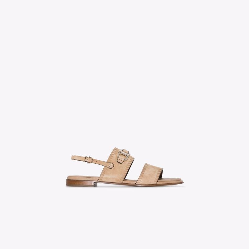 Neutral Gancini Double Strap Sandals
