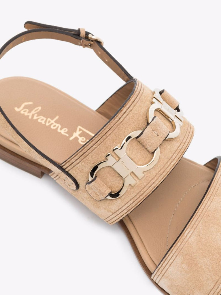 Neutral Gancini Double Strap Sandals