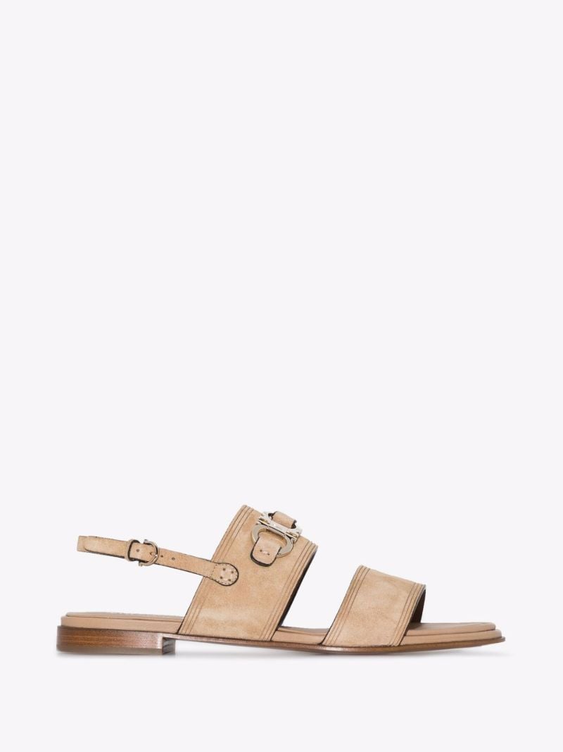 Neutral Gancini Double Strap Sandals
