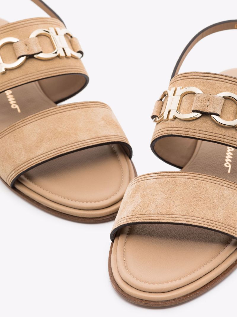 Neutral Gancini Double Strap Sandals