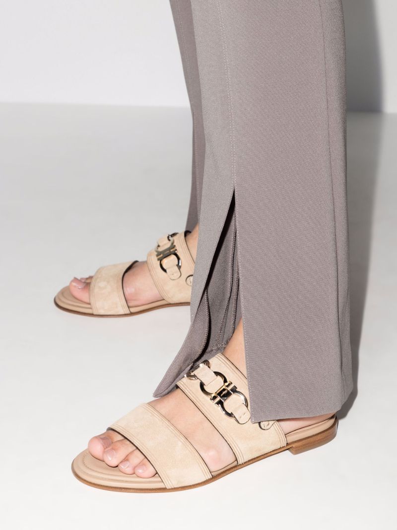Neutral Gancini Double Strap Sandals