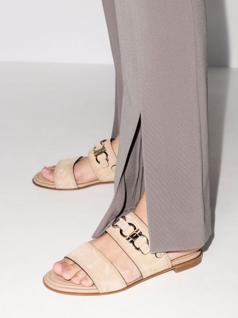 Neutral Gancini Double Strap Sandals