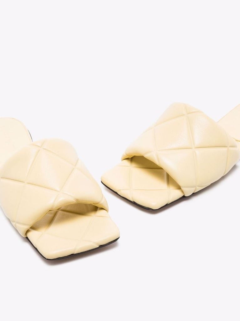 Yellow Rubber Lido Quilted Leather Sandals