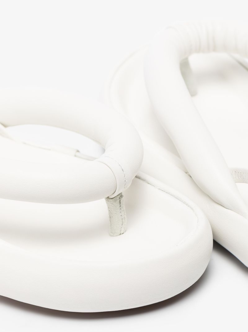 White Orene Leather Flatform Sandals