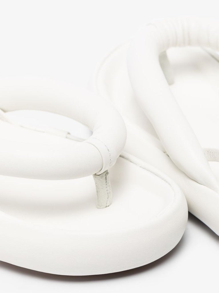 White Orene Leather Flatform Sandals