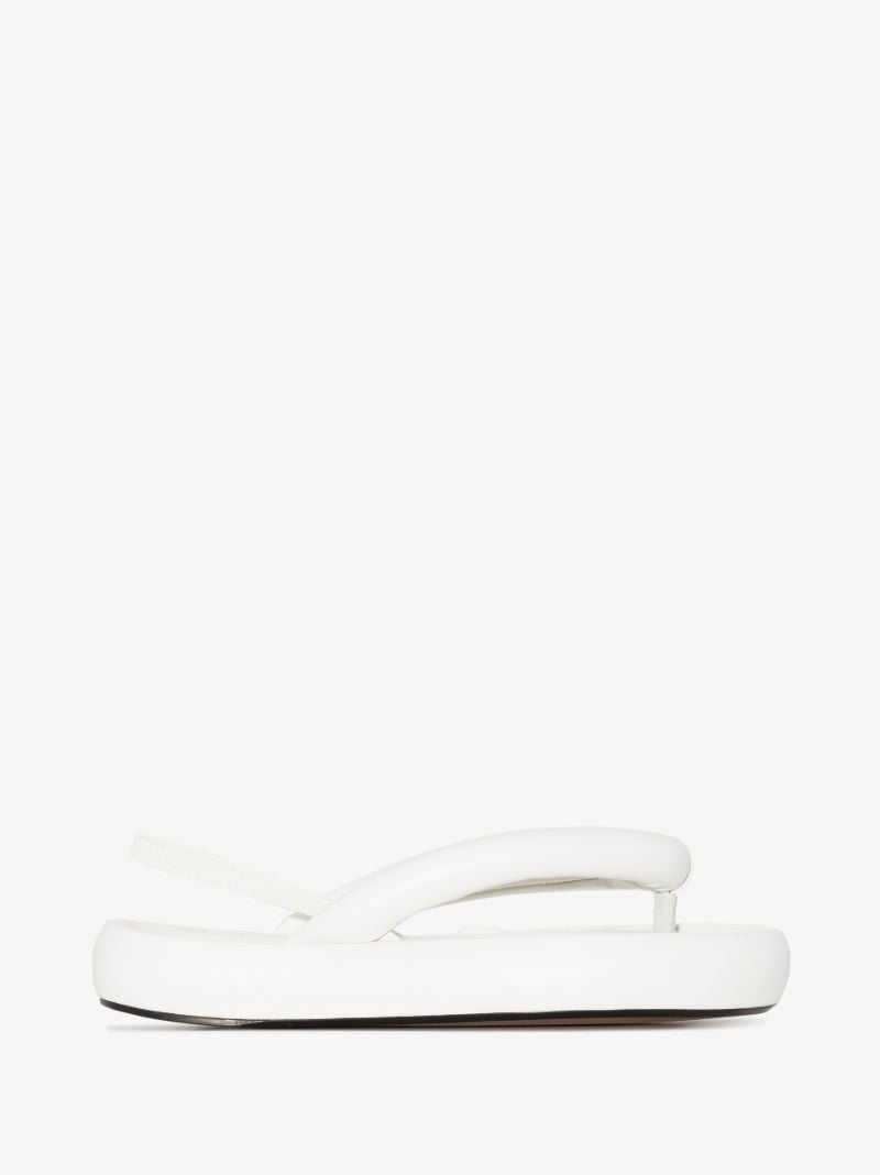 White Orene Leather Flatform Sandals