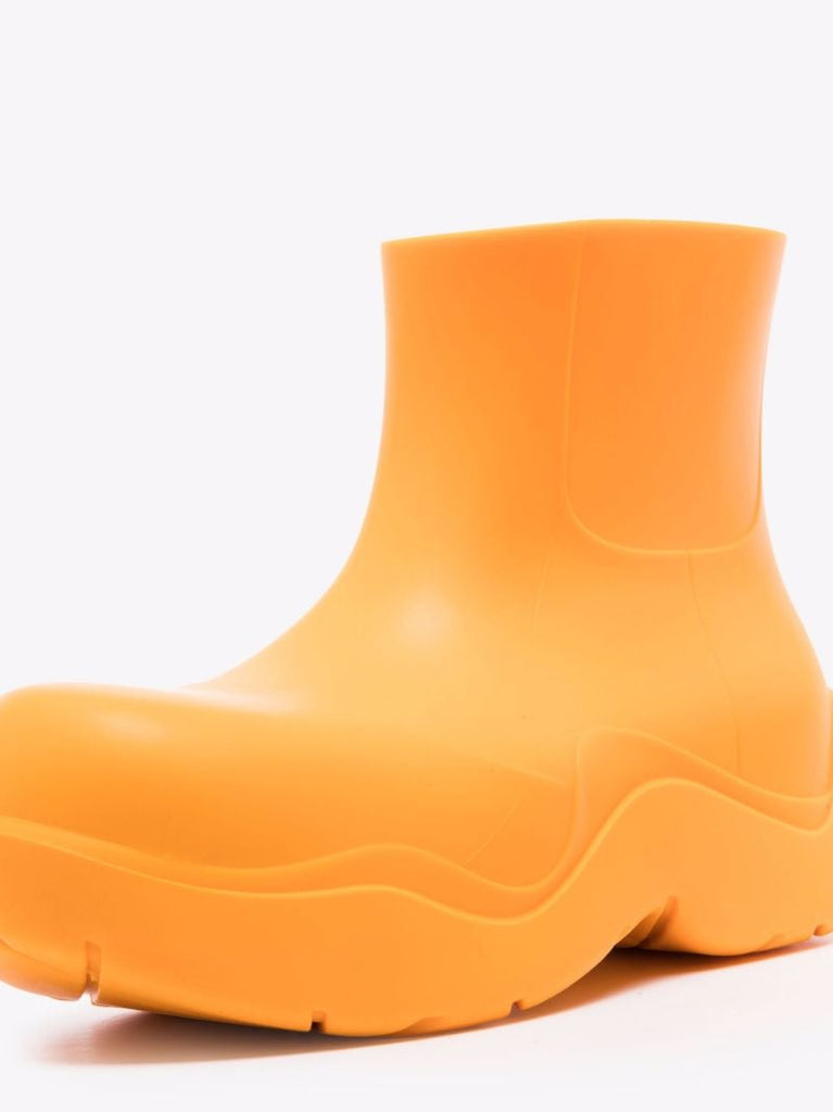 Orange Puddle Rubber Ankle Boots