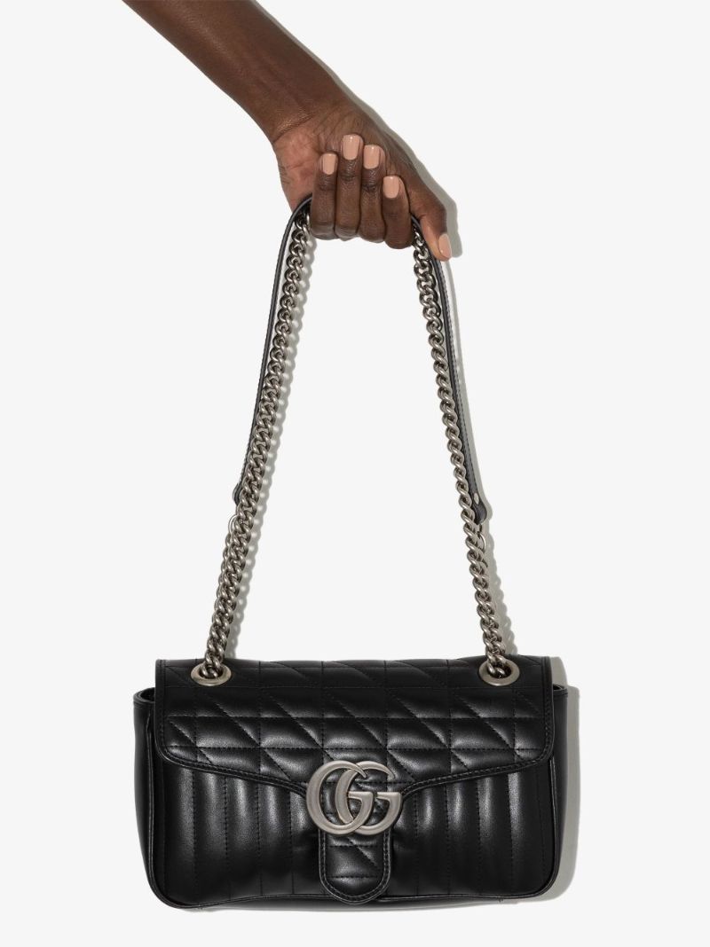 Black Gg Marmont Leather Shoulder Bag