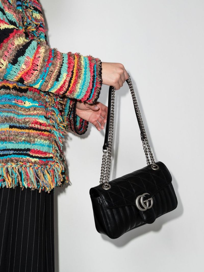 Black Gg Marmont Leather Shoulder Bag