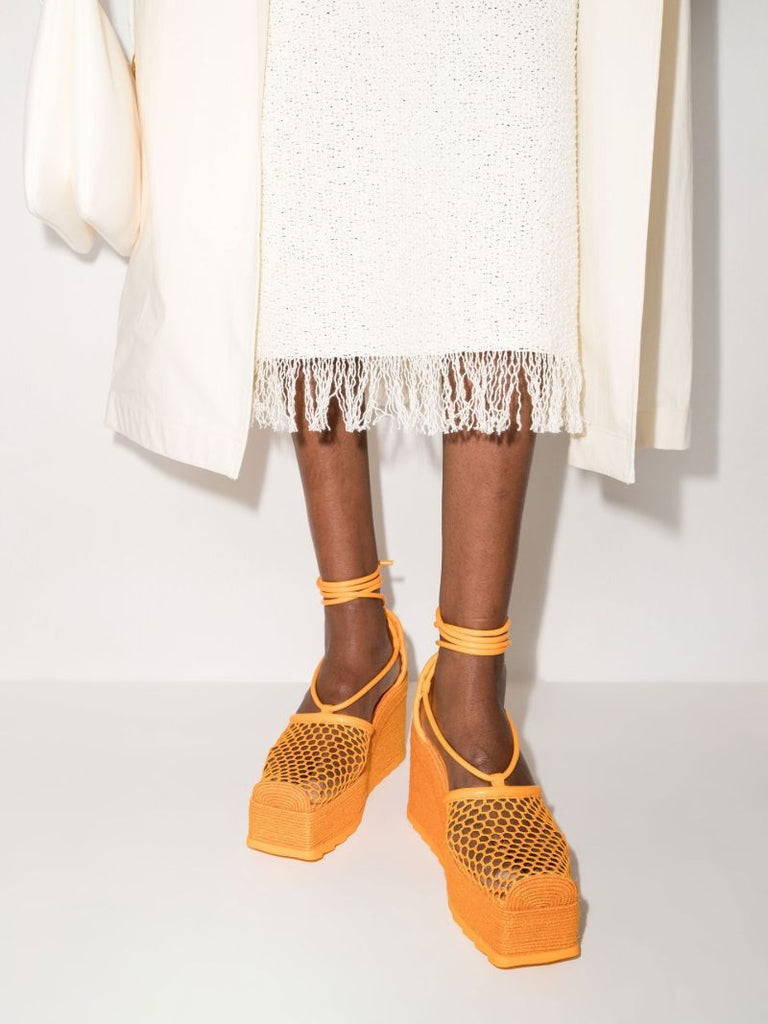Orange Stretch 90 Wedge Espadrilles